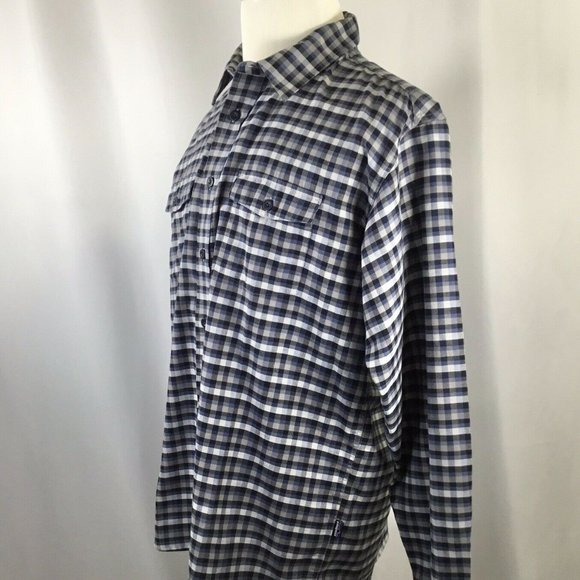 Patagonia Shirt Men's Size L Organic Cotton Button Front Long Sleeve Plaid Blue - Picture 3 of 10